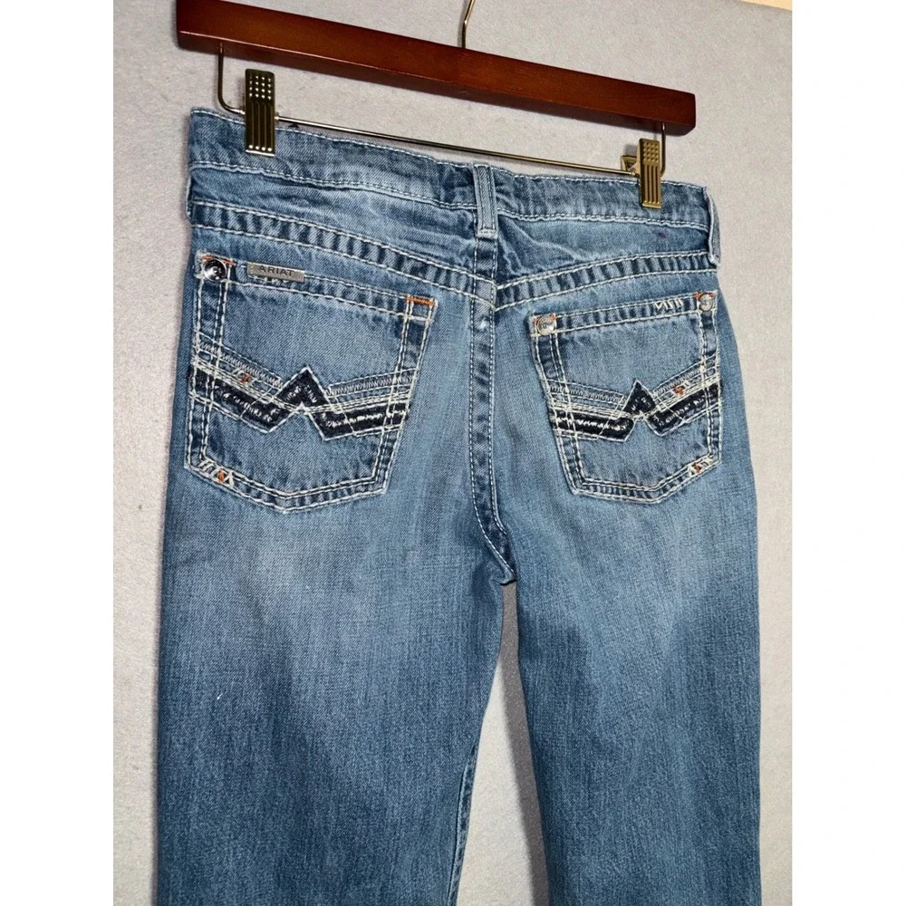 Ariat B5 Boys‎ Slim Jeans Size 16 Med Wash Distressed Western Denim Adjustable